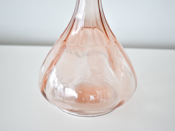 Depression Glass Vase with Etched Design