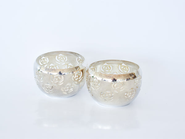 Silver Votives - Roses (Set of 2)